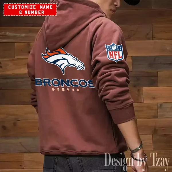 Denver Broncos NFL Multi Pocket Zipper Retro Hoodie AZVMHD716 - Image 6