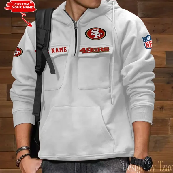 San Francisco 49ers Multi Pocket Zipper Retro Hoodie AZVMHD697