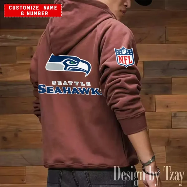 Seattle Seahawks NFL Multi Pocket Zipper Retro Hoodie AZVMHD718 - Image 6