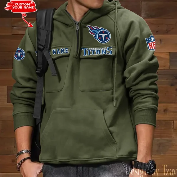 Tennessee Titans Multi Pocket Zipper Retro Hoodie AZVMHD700 - Image 4