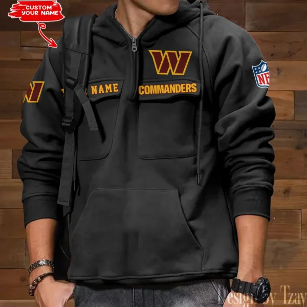 Washington Commanders Multi Pocket Zipper Retro Hoodie AZVMHD701 - Image 2