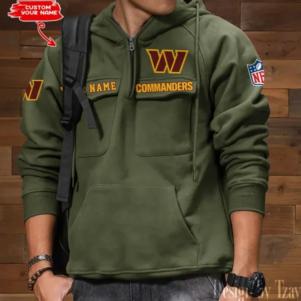 Washington Commanders Multi Pocket Zipper Retro Hoodie AZVMHD701 - Image 4