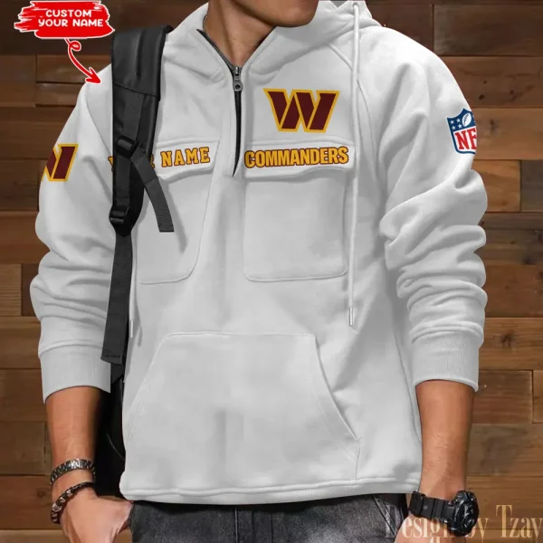 Washington Commanders Multi Pocket Zipper Retro Hoodie AZVMHD701 - Image 5