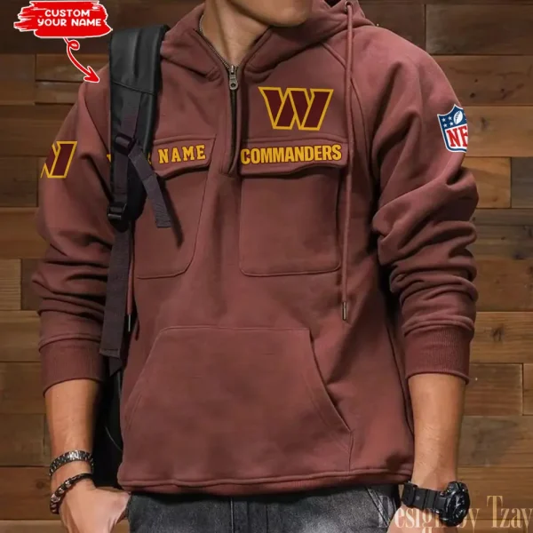 Washington Commanders Multi Pocket Zipper Retro Hoodie AZVMHD701 - Image 6