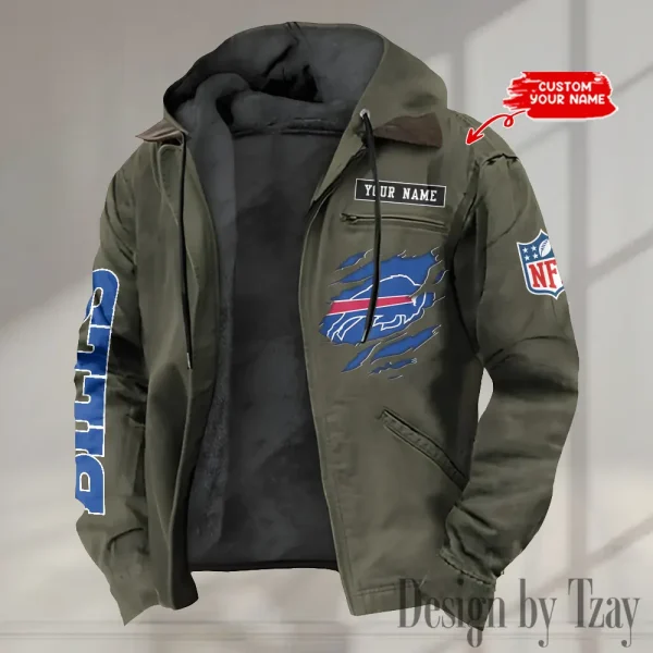 Buffalo Bills Men's Casual Padded Jacket Hooded trending 2025 SPTPJH004