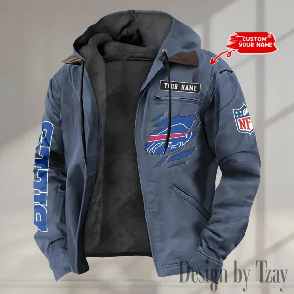 Buffalo Bills Men's Casual Padded Jacket Hooded trending 2025 SPTPJH004 - Image 3