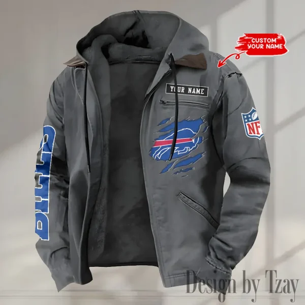 Buffalo Bills Men's Casual Padded Jacket Hooded trending 2025 SPTPJH004 - Image 4