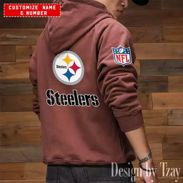 Pittsburgh Steelers NFL Multi Pocket Zipper Retro Hoodie AZVMHD720 - Image 7