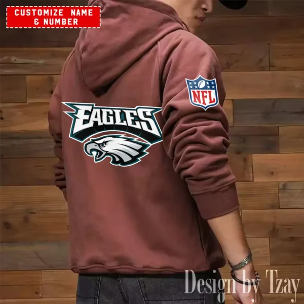 Philadelphia Eagles NFL Multi Pocket Zipper Retro Hoodie AZVMHD721 - Image 6