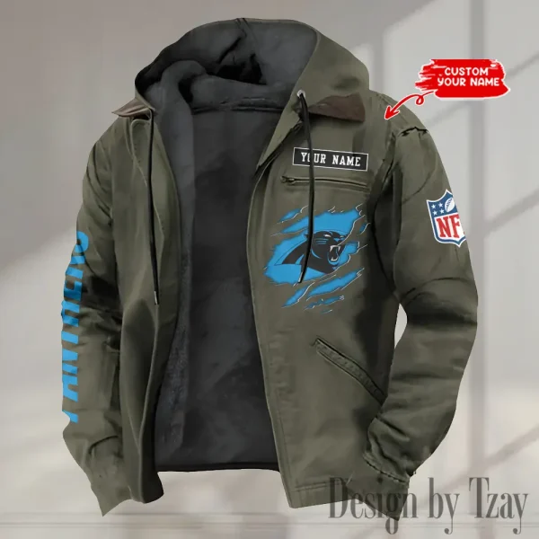 Carolina Panthers Men's Casual Padded Jacket Hooded trending 2025 SPTPJH005 - Image 3