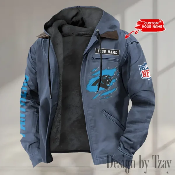 Carolina Panthers Men's Casual Padded Jacket Hooded trending 2025 SPTPJH005 - Image 4