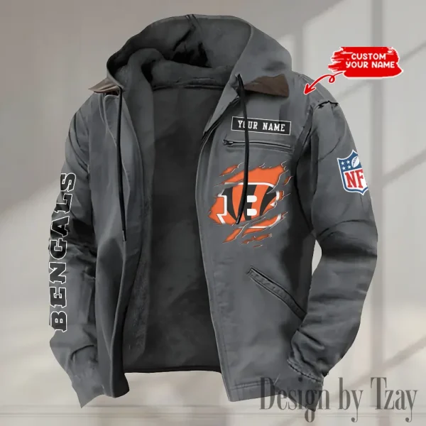 Cincinnati Bengals Men's Casual Padded Jacket Hooded trending 2025 SPTPJH007 - Image 2