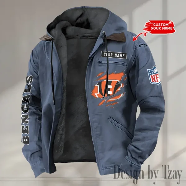 Cincinnati Bengals Men's Casual Padded Jacket Hooded trending 2025 SPTPJH007 - Image 4