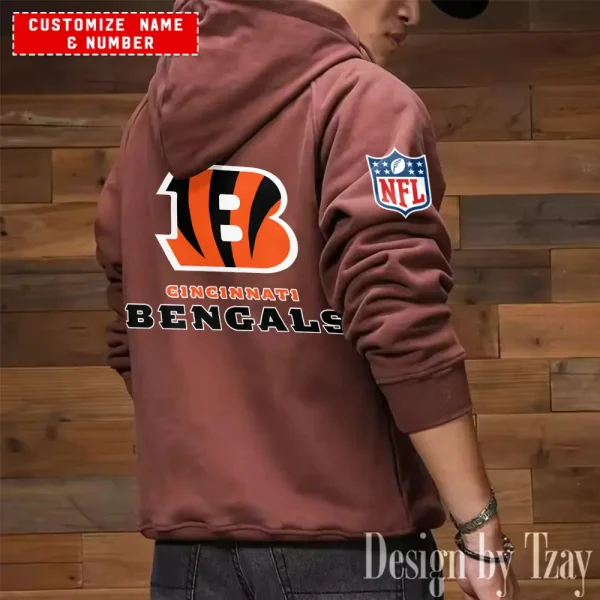 Cincinnati Bengals NFL Multi Pocket Zipper Retro Hoodie AZVMHD729 - Image 7