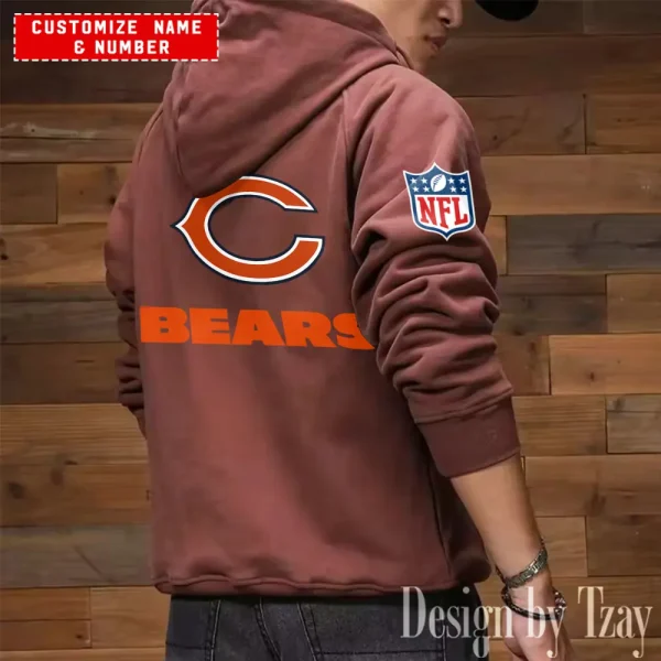 Chicago Bears NFL Multi Pocket Zipper Retro Hoodie AZVMHD730 - Image 6