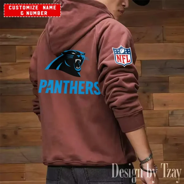 Carolina Panthers NFL Multi Pocket Zipper Retro Hoodie AZVMHD731 - Image 7