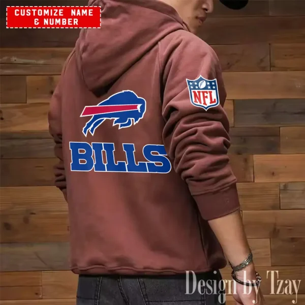 Buffalo Bills NFL Multi Pocket Zipper Retro Hoodie AZVMHD732 - Image 6