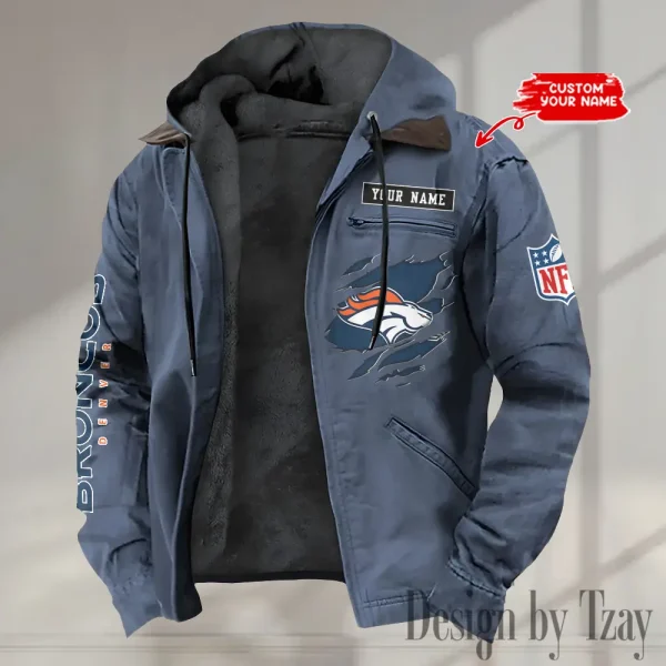 Denver Broncos Men's Casual Padded Jacket Hooded trending 2025 SPTPJH010
