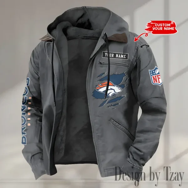 Denver Broncos Men's Casual Padded Jacket Hooded trending 2025 SPTPJH010 - Image 2