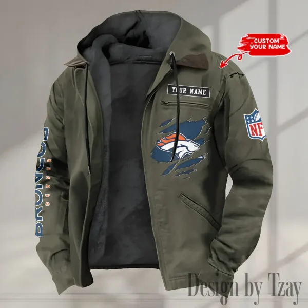 Denver Broncos Men's Casual Padded Jacket Hooded trending 2025 SPTPJH010 - Image 3