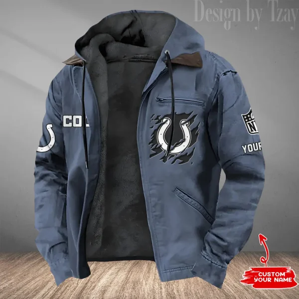 Indianapolis Colts Men's Casual Padded Jacket Hooded Trending 2025 SPTPJH047 - Image 2