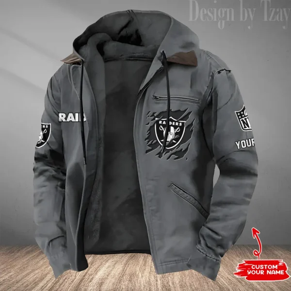 Las Vegas Raiders Men's Casual Padded Jacket Hooded Trending 2025 SPTPJH050 - Image 2