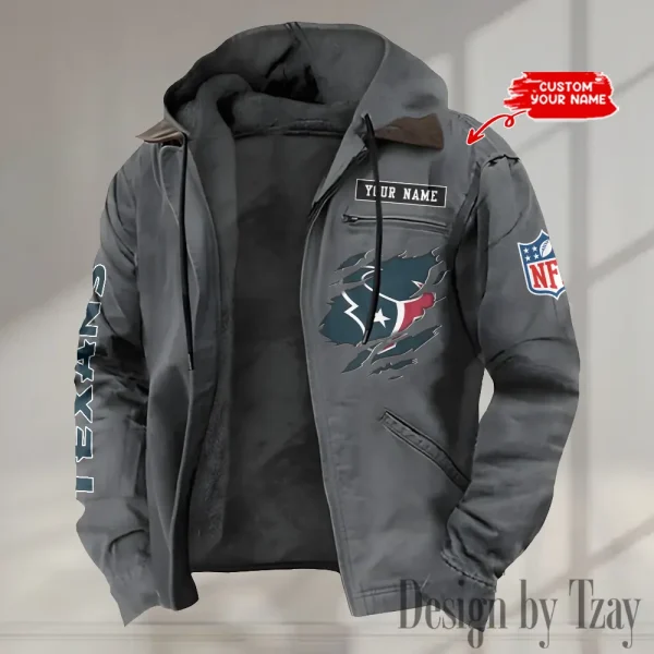 Houston Texans Men's Casual Padded Jacket Hooded trending 2025 SPTPJH013 - Image 2