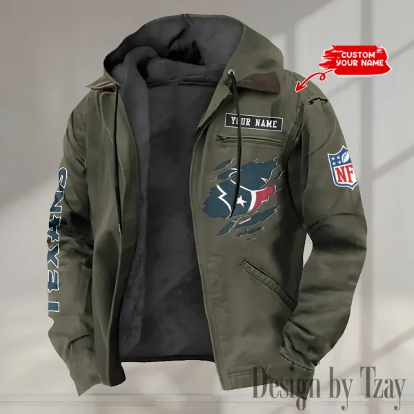 Houston Texans Men's Casual Padded Jacket Hooded trending 2025 SPTPJH013 - Image 3