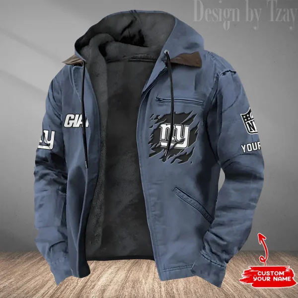 New York Giants Men's Casual Padded Jacket Hooded Trending 2025 SPTPJH057 - Image 3