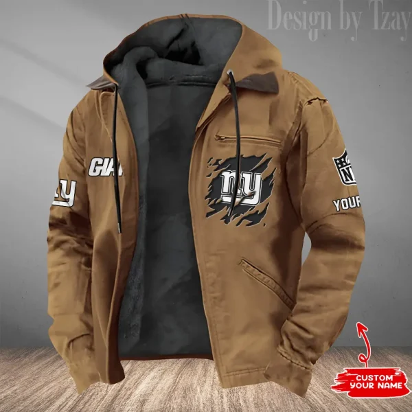 New York Giants Men's Casual Padded Jacket Hooded Trending 2025 SPTPJH057 - Image 4