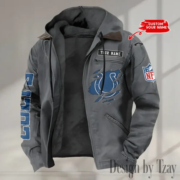 Indianapolis Colts Men's Casual Padded Jacket Hooded trending 2025 SPTPJH014 - Image 4