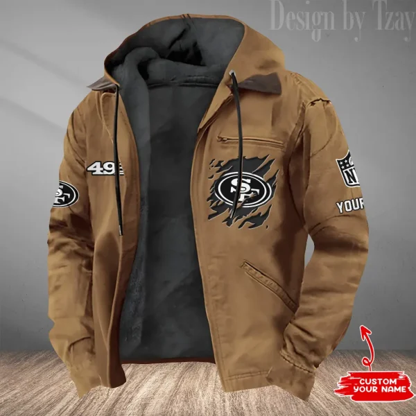 San Francisco 49ers Men's Casual Padded Jacket Hooded Trending 2025 SPTPJH061 - Image 4