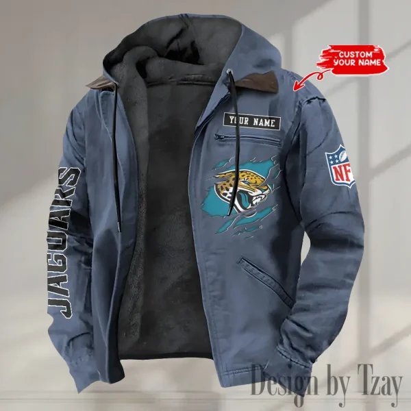 Jacksonville Jaguars Men's Casual Padded Jacket Hooded trending 2025 SPTPJH015 - Image 2