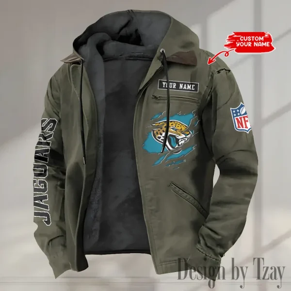 Jacksonville Jaguars Men's Casual Padded Jacket Hooded trending 2025 SPTPJH015 - Image 3