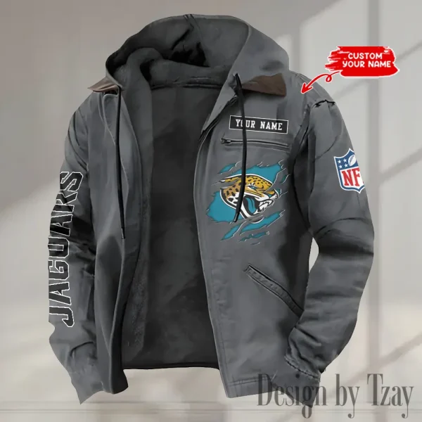 Jacksonville Jaguars Men's Casual Padded Jacket Hooded trending 2025 SPTPJH015 - Image 4