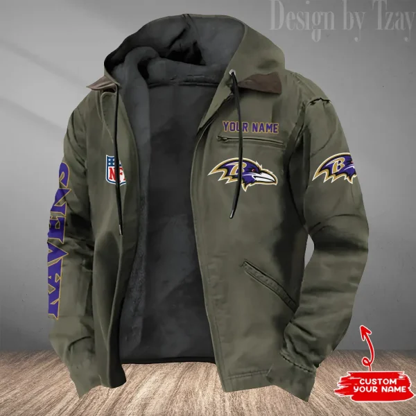 Baltimore Ravens Men's Casual Padded Jacket Hooded Trending 2025 SPTPJH068