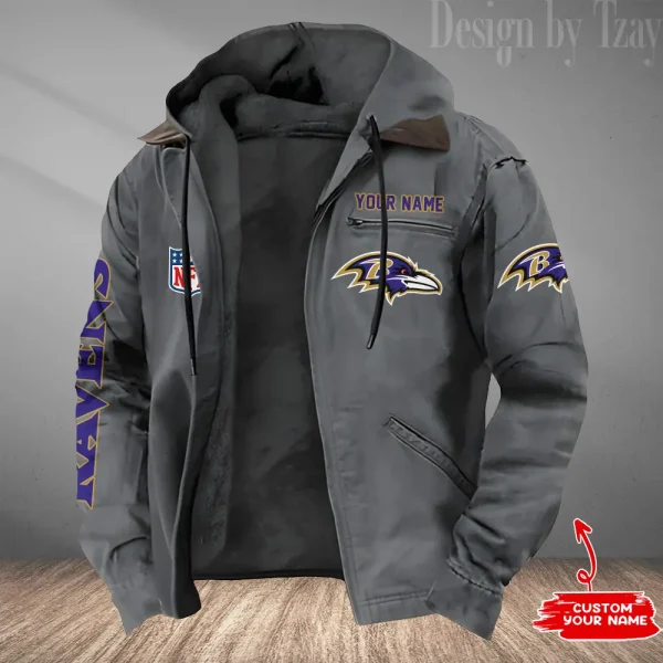 Baltimore Ravens Men's Casual Padded Jacket Hooded Trending 2025 SPTPJH068 - Image 2