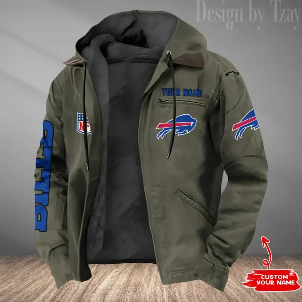 Buffalo Bills Men's Casual Padded Jacket Hooded Trending 2025 SPTPJH069