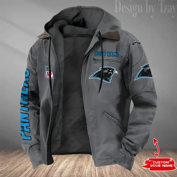 Carolina Panthers Men's Casual Padded Jacket Hooded Trending 2025 SPTPJH070 - Image 2