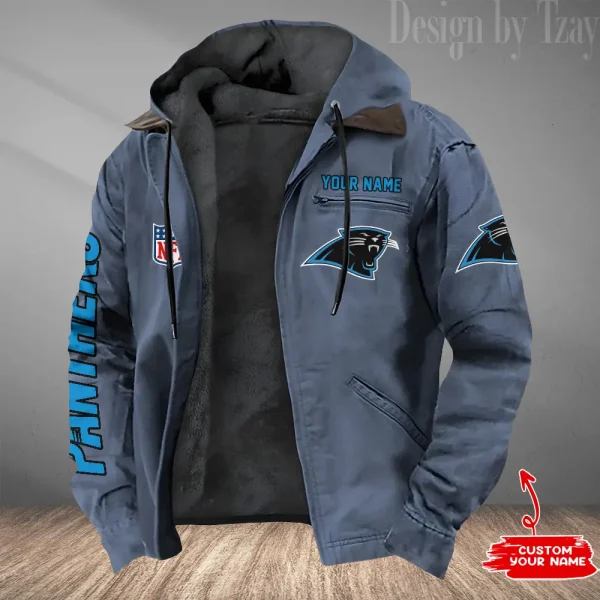 Carolina Panthers Men's Casual Padded Jacket Hooded Trending 2025 SPTPJH070 - Image 3