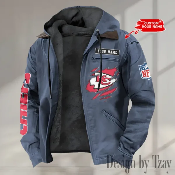 Kansas City Chiefs Men's Casual Padded Jacket Hooded trending 2025 SPTPJH016 - Image 2