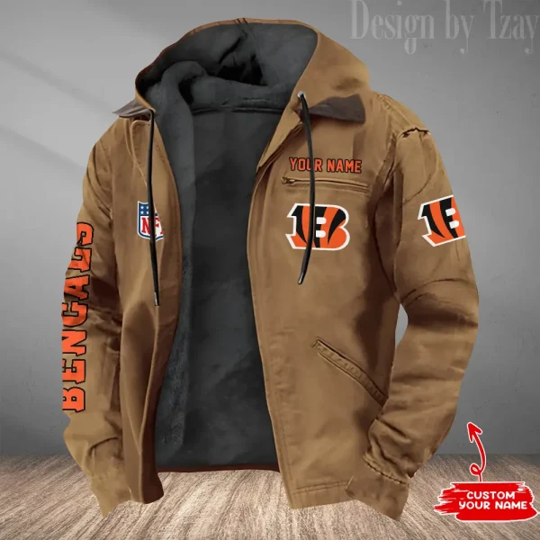 Cincinnati Bengals Men's Casual Padded Jacket Hooded Trending 2025 SPTPJH072