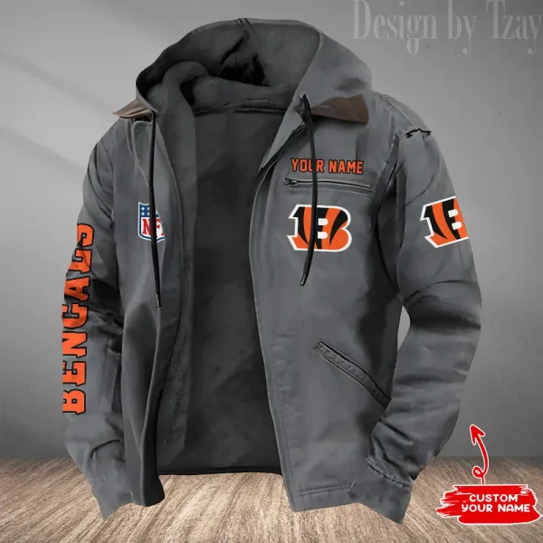 Cincinnati Bengals Men's Casual Padded Jacket Hooded Trending 2025 SPTPJH072 - Image 3