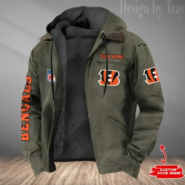 Cincinnati Bengals Men's Casual Padded Jacket Hooded Trending 2025 SPTPJH072 - Image 4