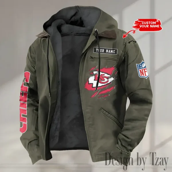 Kansas City Chiefs Men's Casual Padded Jacket Hooded trending 2025 SPTPJH016 - Image 3