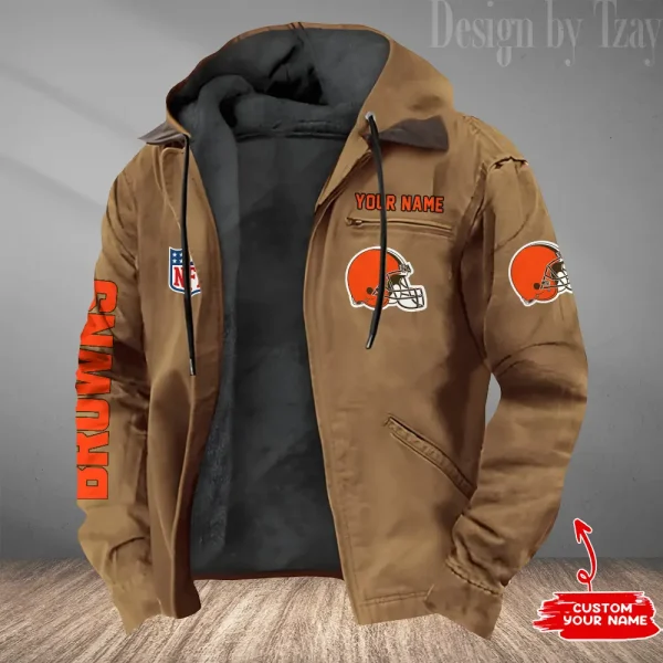 Cleveland Browns Men's Casual Padded Jacket Hooded Trending 2025 SPTPJH073 - Image 3