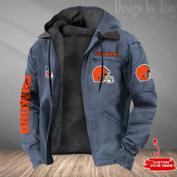 Cleveland Browns Men's Casual Padded Jacket Hooded Trending 2025 SPTPJH073 - Image 4