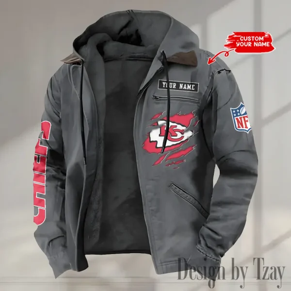 Kansas City Chiefs Men's Casual Padded Jacket Hooded trending 2025 SPTPJH016 - Image 4