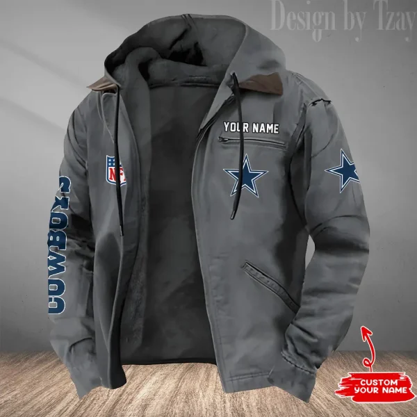 Dallas Cowboys Men's Casual Padded Jacket Hooded Trending 2025 SPTPJH074 - Image 2