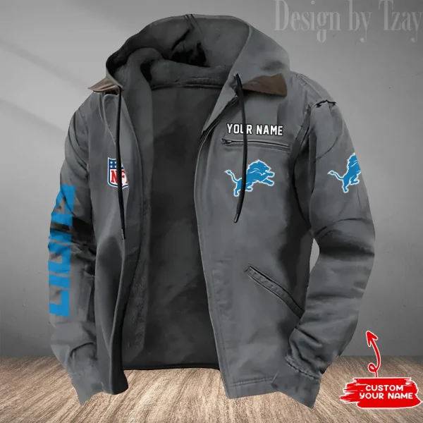 Detroit Lions Men's Casual Padded Jacket Hooded Trending 2025 SPTPJH076 - Image 3